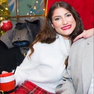 Fuzzy White Cropped Cowl Neck Sweater